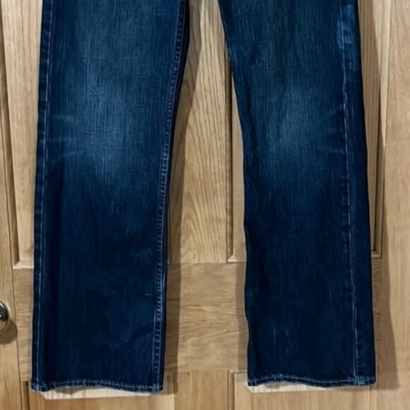 American Eagle Outfitters Blue Low Rise Boot Cut Distressed Denim Jeans - Picture 3 of 10